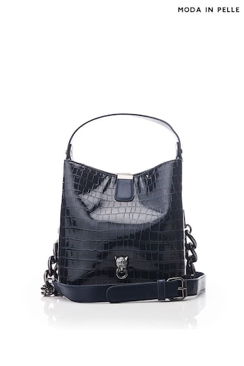 Moda in Pelle Adriana Polished Croc Bucket Bag (Q75319) | £69