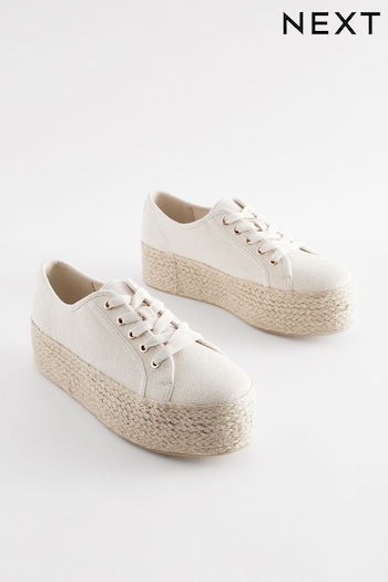 Neutral Forever Comfort® Chunky Flatform Espadrille Lace Up Trainers (Q75324) | £45