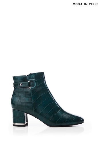 Moda in Pelle Kharis Block Heeled Smart Anlkle Black Boots With Strap Trim (Q75327) | £149