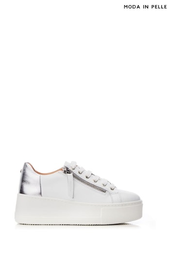 Moda in Pelle Amaritza Slab Sole Lace up Trainers with Zip (Q75333) | £109
