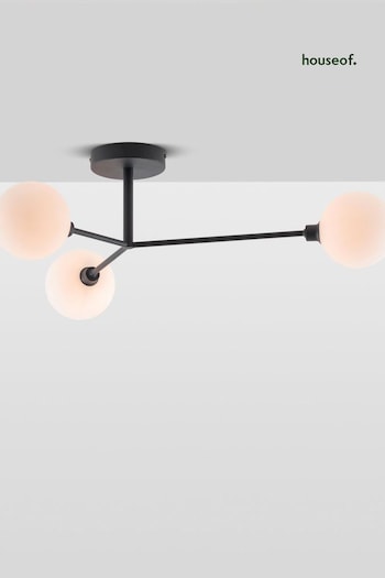 Houseof. Charcoal Grey 3 Light Flush Ceiling Light (Q75336) | £250
