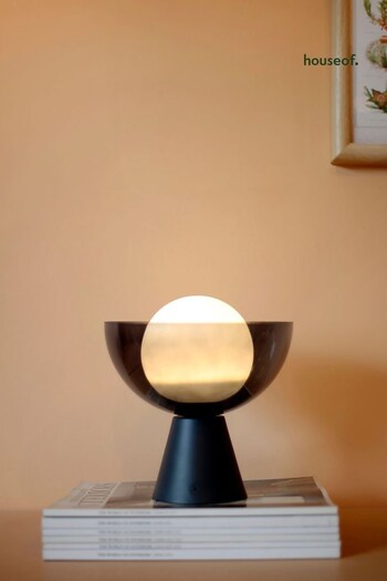 Houseof. Grey Glass Bowl Rechargeable Table Lamp (Q75344) | £160