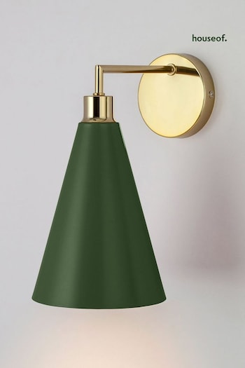 Houseof. Green Metal Cone Shade Wall Light (Q75367) | £90