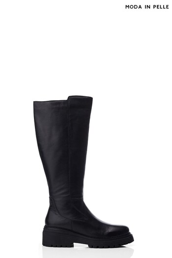 Moda in Pelle Gracelynne Chunky Cleated Long Black Boots (Q75382) | £189
