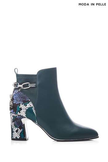 Moda in Pelle Klarisa Swoosh Heel Smart Brown Ankle Boots (Q75390) | £139