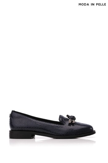 Moda in Pelle Blue Elaina Chunky Knot Trim Clean Loafers (Q75410) | £49