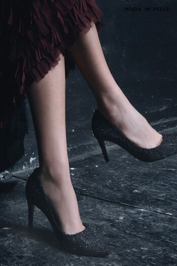 Moda in Pelle Black Kayleh Lower Heel Pointed Court Shoes (Q75417) | £109