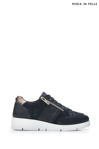 Moda in Pelle Blue Ambienne Wedge Trainers With Side Zip (Q75419) | £109