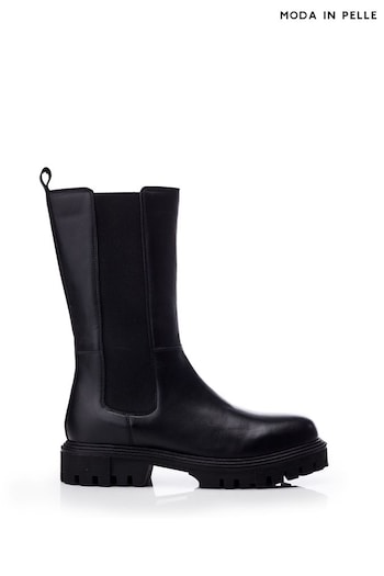 Moda in Pelle Briela Mid Calf Chelsea Ankle Black Boots (Q75424) | £99