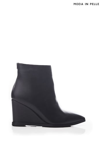 Moda in Pelle Nammie Pointed Toe Wedge Black Ankle Boots (Q75440) | £109