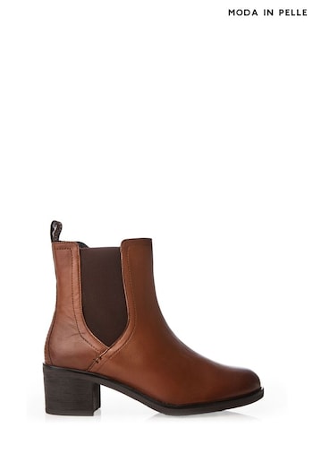 Moda in Pelle Natele Block Heel Chelsea Boots Styles (Q75442) | £149