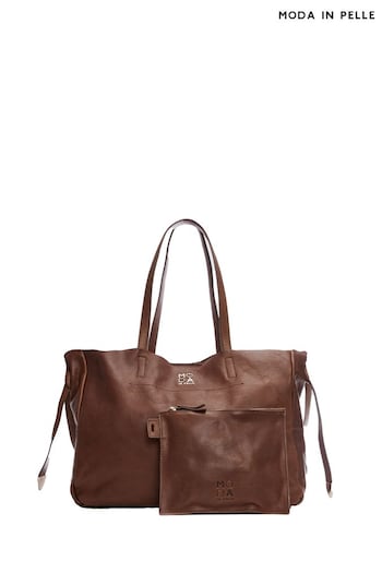 Moda in Pelle Natural Indie Oversized Tote Bag With Pouch (Q75444) | £139