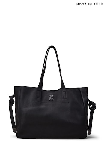 Moda in Pelle Large Indiana Leather Black Tote Bag With Internal Pouch (Q75466) | £139