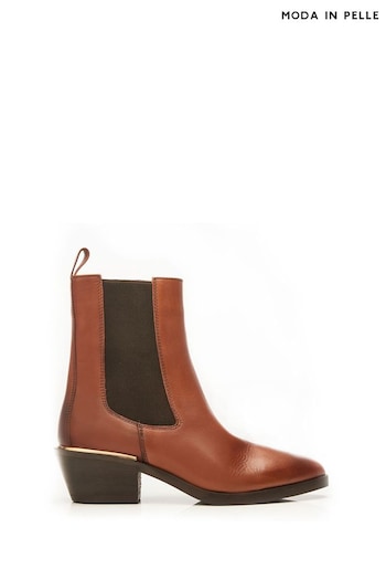 Moda in Pelle Kaela Pointed Block Heel Chelsea Boots White (Q75467) | £139