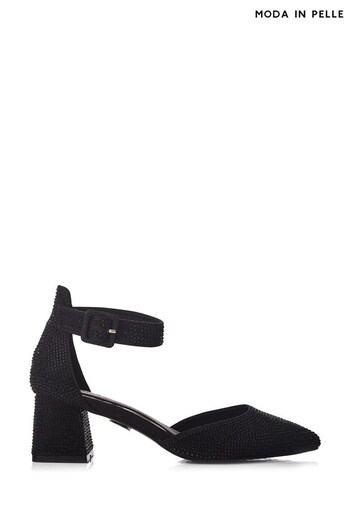 Moda in Pelle Kadie Block Heel Mid Point 2 Part D'Orsey Black Shoes quilted (Q75469) | £89