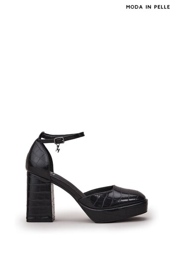 Moda in Pelle Carrlie Platform Heeled Mary Jane Black Shoes (Q75475) | £99