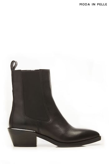 Moda in Pelle Kaela Pointed Block Heel Chelsea Boots White (Q75477) | £139