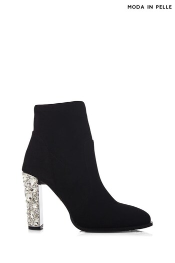 Moda in Pelle Zamina Glitz Heel Ankle Sock Black Boots (Q75483) | £149