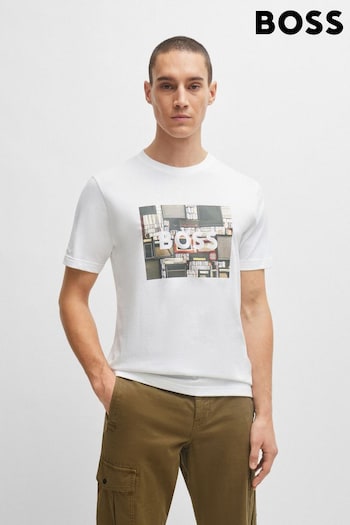 BOSS White Seasonal Graphic Print Regular Fit T-Shirt (Q75495) | £59