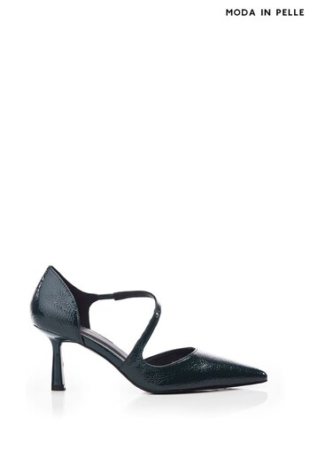 Moda in Pelle Daleiza Heeled Pointed Crossover Court Black Shoes (Q75496) | £89
