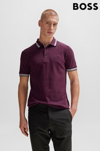 BOSS Pink Contrast Logo Details Cotton Polo tnf Shirt (Q75508) | £89