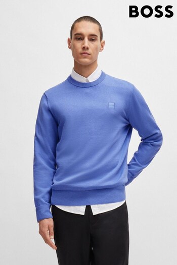 BOSS Purple Crew-neck Sweater In Cotton And Cashmere With Logo (Q75509) | £119