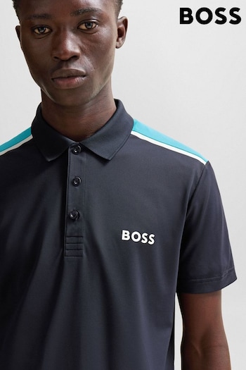 BOSS Black Performance-Stretch Polo Shirt With Contrast Logo (Q75516) | £119