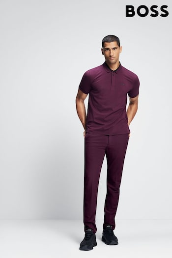 BOSS Purple Interlock-Cotton Slim-Fit jumpsuit Polo Shirt With Collar Graphics (Q75525) | £99