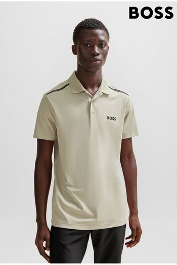 BOSS Natural Performance-Stretch Polo Shirt With Contrast Logo (Q75536) | £119