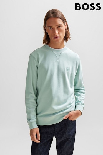 BOSS Blue Cotton-Terry Relaxed-Fit Sweatshirt With Logo Patch (Q75540) | £99