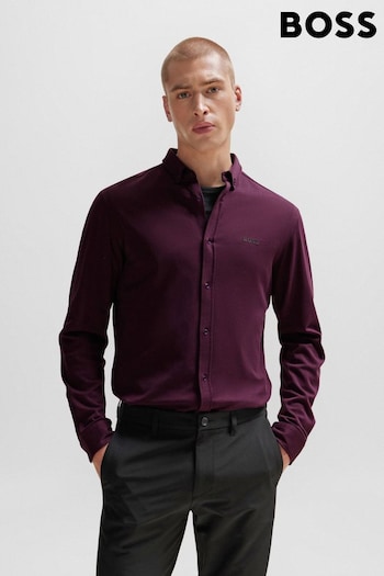 BOSS Purple Cotton Pique Regular Fit Shirt (Q75547) | £119