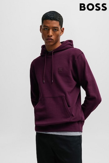 BOSS Purple Logo-Patch Hoodie In Cotton Terry (Q75549) | £119