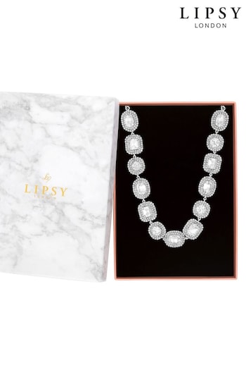 Lipsy Jewellery Silver Crystal Round Statement Choker Necklace (Q75609) | £25
