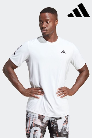 adidas White Club 3-Stripes Tennis T-Shirt (Q75645) | £35