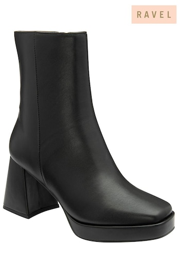 Ravel Black Block-Heel Zip-Up Ankle Boots (Q75649) | £60