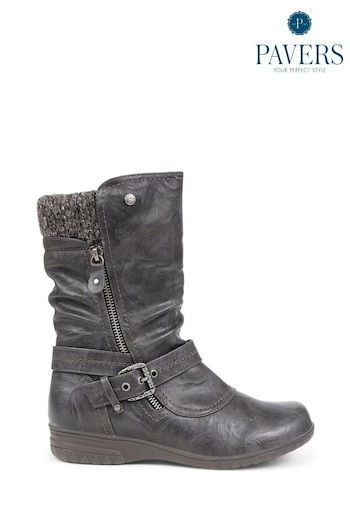 Pavers Grey Slouch Calf Boots (Q75662) | £48
