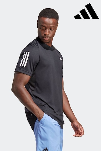 adidas Black Club 3-Stripes Tennis T-Shirt (Q75663) | £35