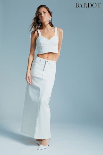 Bardot White Evianna Denim Maxi Skirt (Q75690) | £114