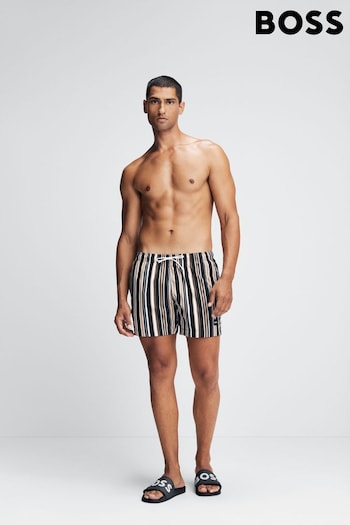 BOSS Blue Striped Swim Shorts (Q75693) | £69