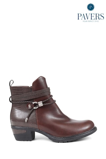 Pavers Casual Heeled Brown Ankle Boots (Q75700) | £48