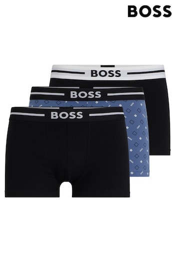 BOSS Blue Stretch-Cotton Trunks 3 Pack With Logo Waistbands (Q75703) | £45