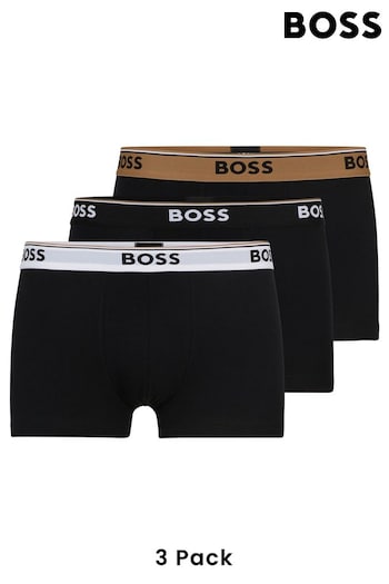BOSS Black/Tan Three-Pack of Stretch-Cotton Trunks With Logo Waistbands (Q75704) | £42