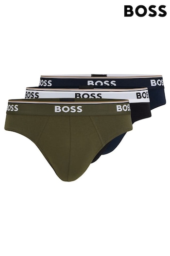 BOSS Black Stretch-Cotton Briefs With Logo Waistbands 3 Pack (Q75705) | £39