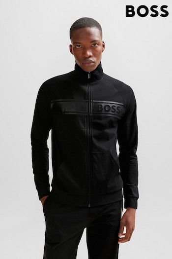 BOSS Black Cotton Terry Zip-up Jacket With Tonal Logo Print (Q75716) | £89