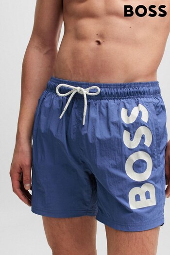 BOSS Blue Quick Dry Swim Shorts With Large Logo Print (Q75718) | £65
