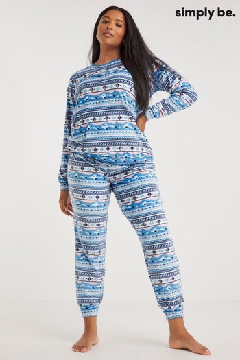 Simply Be Blue Fairisle Pattern Pretty Secrets Pyjamas (Q75721) | £26