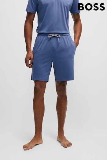 BOSS Blue Stretch-Cotton Shorts 90s With Drawstring Waist and Embroidered Logo (Q75729) | £39
