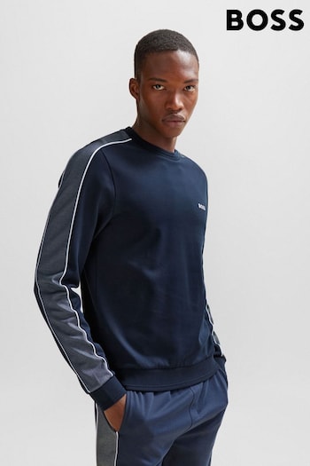 BOSS Blue Contrast Panel Logo Jersey Sweatshirt (Q75730) | £99