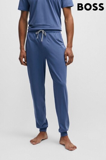 BOSS Blue Stretch-Cotton Tracksuit Bottoms With Embroidered Logo (Q75734) | £49