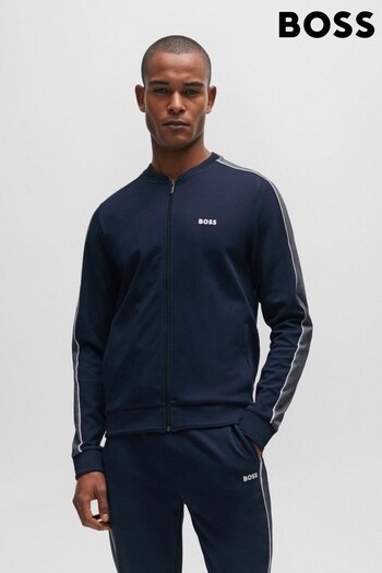 BOSS Blue Cotton-Blend Zip-up Jacket With Embroidered Logo (Q75740) | £119